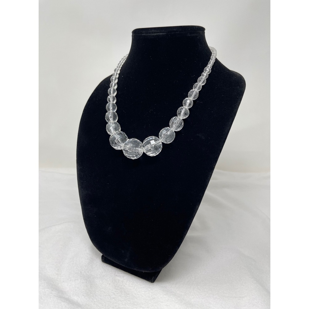 Unbranded Women Graduated Faceted Bead Necklace OS Clear Crystal Aesthetic - Picture 3 of 6